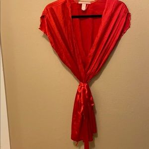Red satin robe